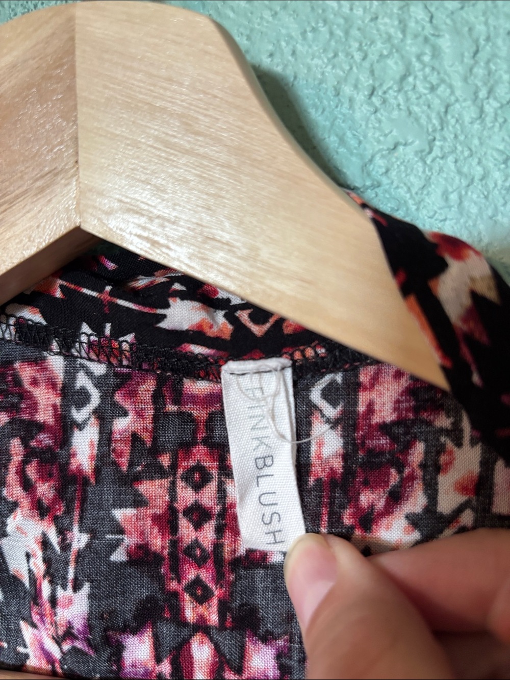 Pinkblush Open-Front Pink & Black Geometric Rayon Robe Women’s Small - Picture 2 of 6